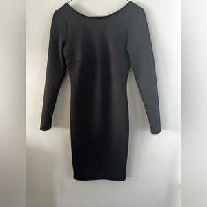 Kardashian Kollection long sleeve bodycon black scuba dress